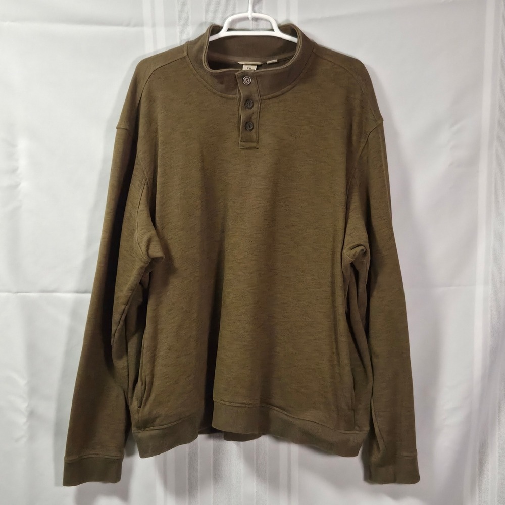 Duluth Trading Co Sweatshirt Mens 2XL Olive Henley Relaxed Fit 50324 Long Sleeve